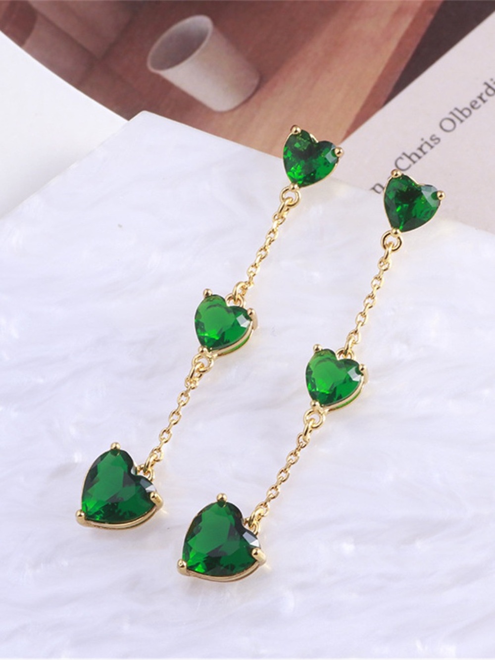 Kate Spade Green Heart Pearl Tassel Drop Earrings Fashion Jewelry Gift For Women - Picture 1 of 3
